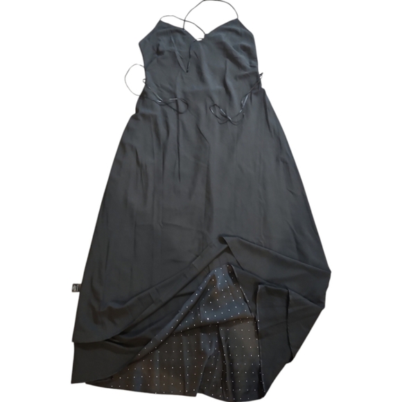 Astr Black Backless Sundress with Spaghetti Strap Rhinestone Cocktail Maxi Dress - Picture 13 of 13